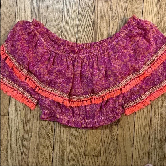 Ramy brook pink off the shoulder tassel Emmie crop top new with tags sz s - Picture 4 of 4